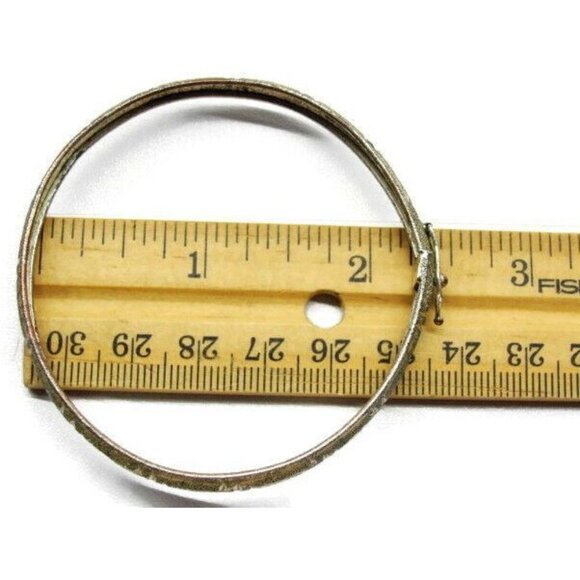 Greek Key Flex Pattern Bangle Fold Over Closure Sterling Silver 925 Bracelet Fas - Picture 8 of 11